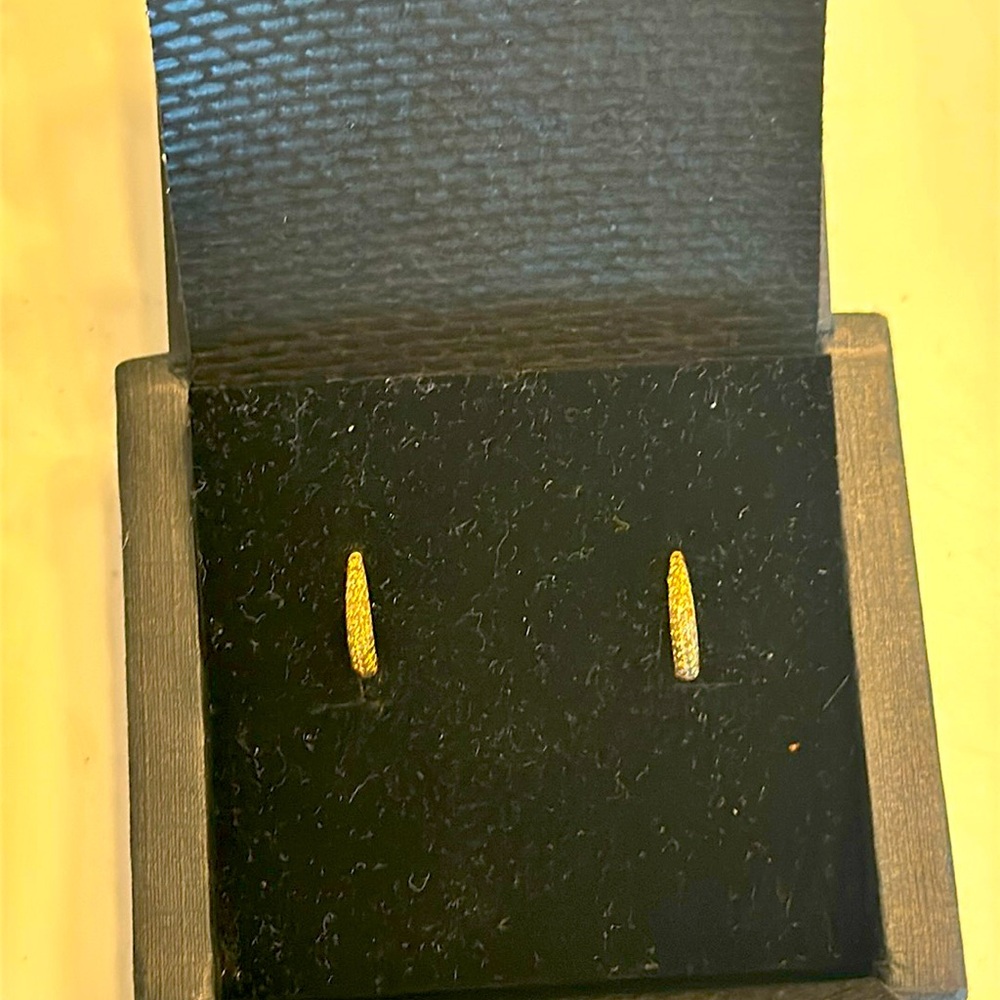 Diamond Small Tapered Huggies with 14K Yellow Gold